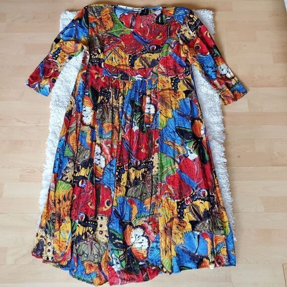 We Be Bop Women's Midi Dress Embellished Size 1X Lagenlook Art To Wear - Picture 1 of 10